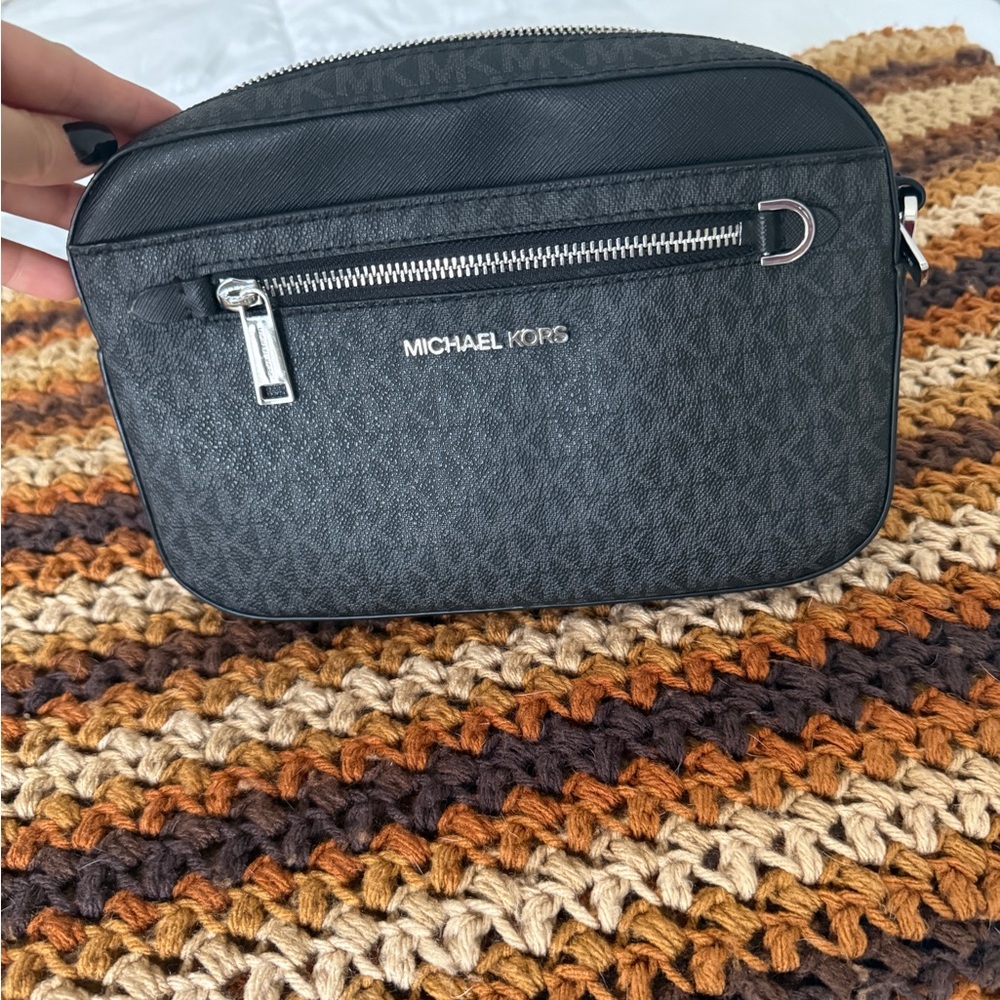 Michael Kors Charcoal Textured Crossbody Bag